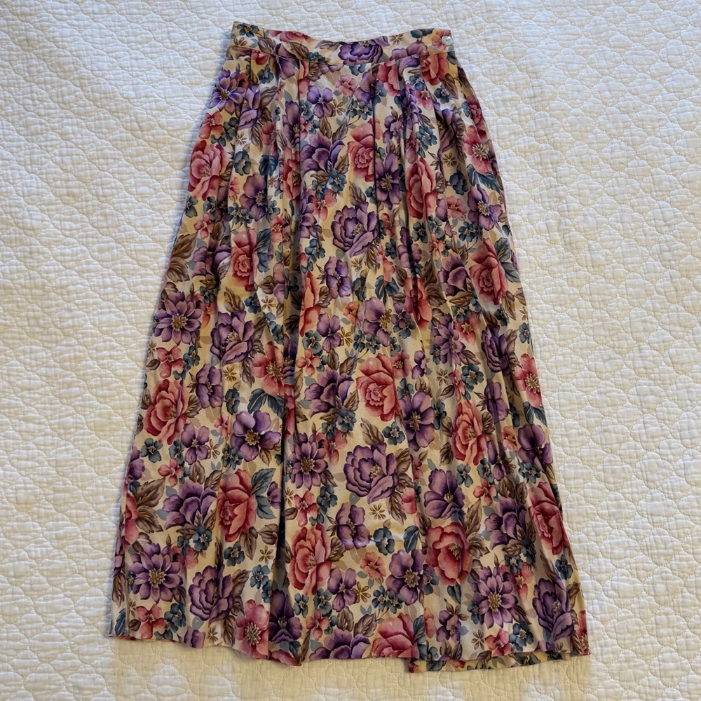 Vintage Floral Midi Skirt